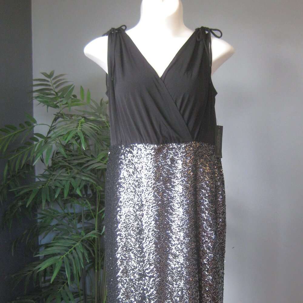 NWT Lane Bryant Bodycon Cocktail Dress V neck with Sequined Pencil Skirt Size 16